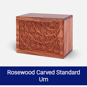 Rosewood carved standard pet cremation urn for memorial keepsake
